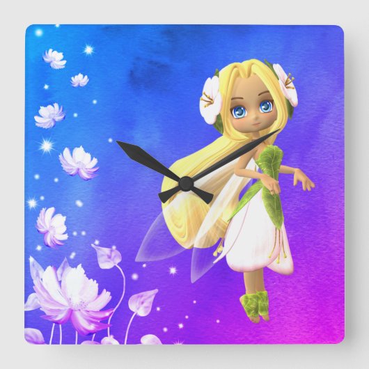 妖精のフローラ スクエア壁時計 (正面)