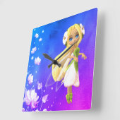 妖精のフローラ スクエア壁時計 (傾斜)