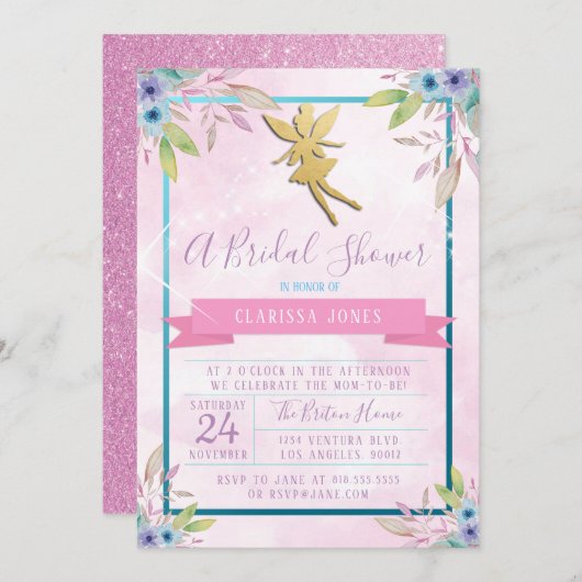 妖精のブライダルシャワーの招待状 招待状 (正面/裏面)