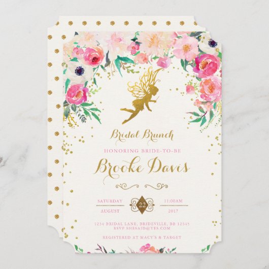 妖精のブライダルシャワーの招待 招待状 (正面/裏面)