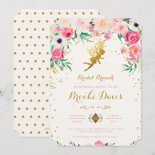 妖精のブライダルシャワー招待状 招待状 (正面/裏面)