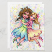 妖精のベスティーズかわいい女の子の友人ファンタジーアートカード (正面/裏面)