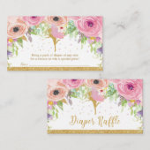 妖精のベビーシャワーのおむつのラッフルの花の女の赤ちゃん エンクロージャーカード (正面/裏面)