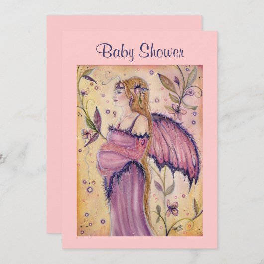 妖精のママベビーシャワー招待状ズバイルネ 招待状 (正面/裏面)