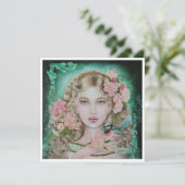 妖精のミソサザイからの贈り物 スクエアグリーティングカード カード (スタンド正面)