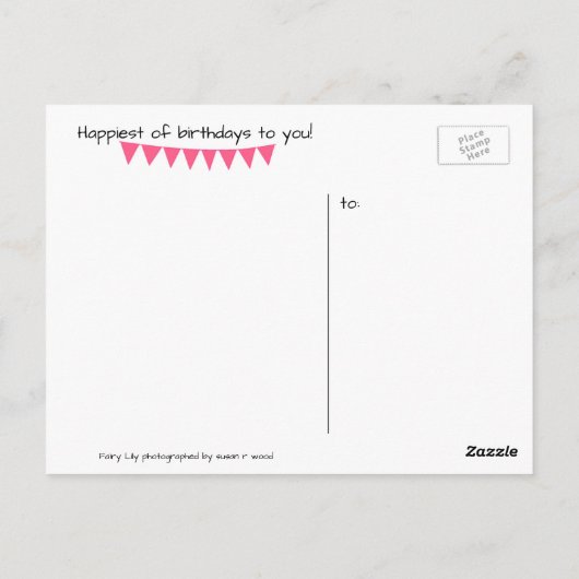 妖精のユリの誕生日おめでとうポストカード ポストカード (裏面)