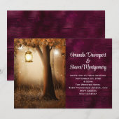 妖精のライトが輝く魔法の森のウェディング 招待状 (正面/裏面)