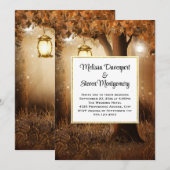 妖精のライトが輝く魔法の森のウェディング 招待状 (正面/裏面)