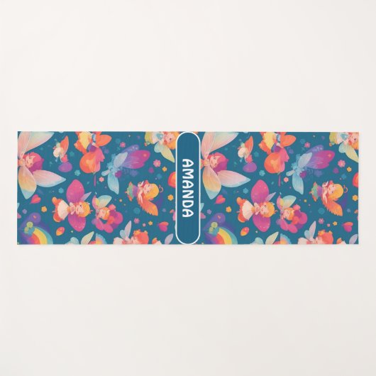 妖精のレインボーカラフルパタパーソナライズされたーン ヨガマット (正面(横))