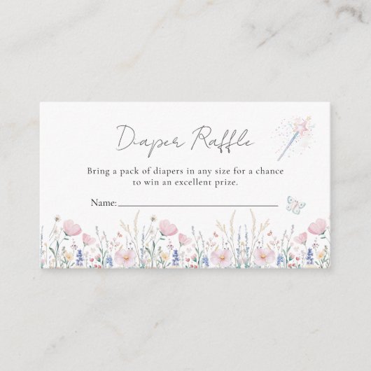 妖精のワイルドフラワーに魅入お洒落った赤ちゃんシャワー エンクロージャーカード (正面)