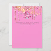 妖精の一角蝶グリッターピンクローズ 招待状 (裏面)