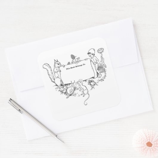 妖精の世界の蔵書票。 スクエアシール (封筒)