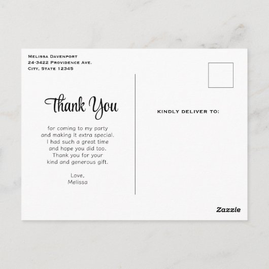 妖精の光を持つ魔法の森ありがとう ポストカード (裏面)