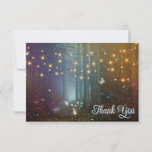 妖精の光 ファンタジー 魔法の森のウェディング サンキューカード (正面)