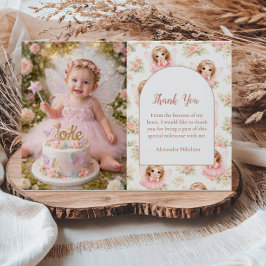 妖精の写真 1歳の誕生日の女の子 サンキューカード