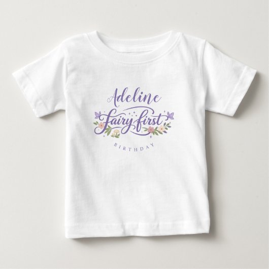 妖精の初誕生日おめでとうTシャツ 赤ちゃん 女の子 ベビーTシャツ (正面)