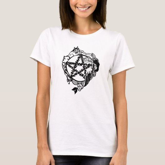 妖精の国の星形五角形の女性ワイシャツ Tシャツ (正面)
