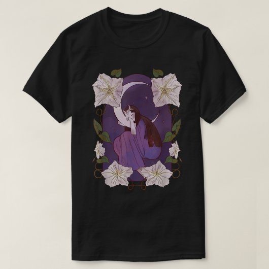 妖精の国妖精の月の上で眠る可愛いミッドナイトデ Tシャツ (デザイン正面)