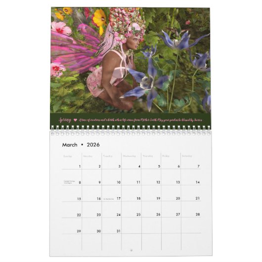 妖精の国恵みファンタジー予定表 カレンダー (3月 2026)