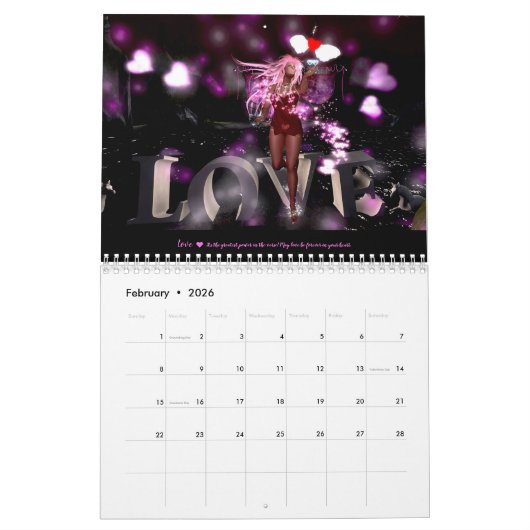 妖精の国恵みファンタジー予定表 カレンダー (2月 2026)