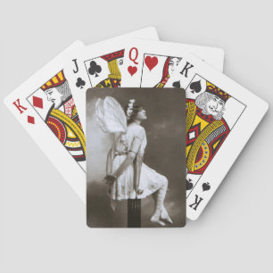 妖精の国翼付き女性ヴィンテージ写真自転車カード トランプ