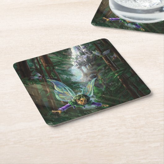 妖精の城林 スクエアペーパーコースター (アングル)