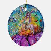 妖精の夜の青いサファイヤ鮮やかの宝石 セラミックオーナメント (左)