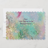 妖精の夜明け、魔法ブルー金ゴールドきらめき 招待状 (裏面)