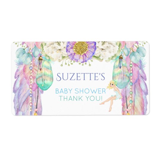 妖精の夢キャッチャー水ボトルギフトありがとう ラベル (正面)