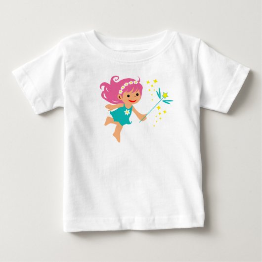 妖精の女の子がプリントされたベビーTシャツ ベビーTシャツ (正面)