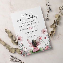 妖精の女の子の庭 ピンクの誕生日 招待状