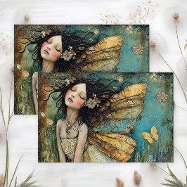 妖精の女の子の日の夢のデコパージュ 薄葉紙