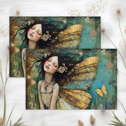 妖精の女の子の日の夢のデコパージュ 薄葉紙