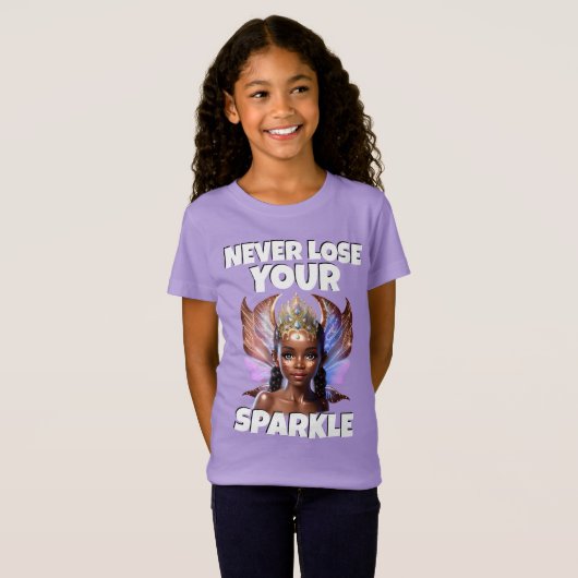 妖精の女の子の紫色の翼を失うことはない Tシャツ (正面フル)