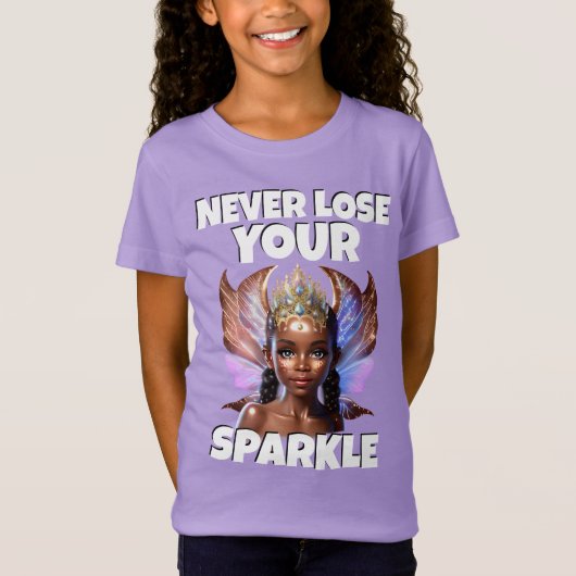 妖精の女の子の紫色の翼を失うことはない Tシャツ (正面)