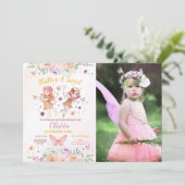 妖精の女の子の誕生日パーティーの妖精の写真 招待状 (スタンド正面)