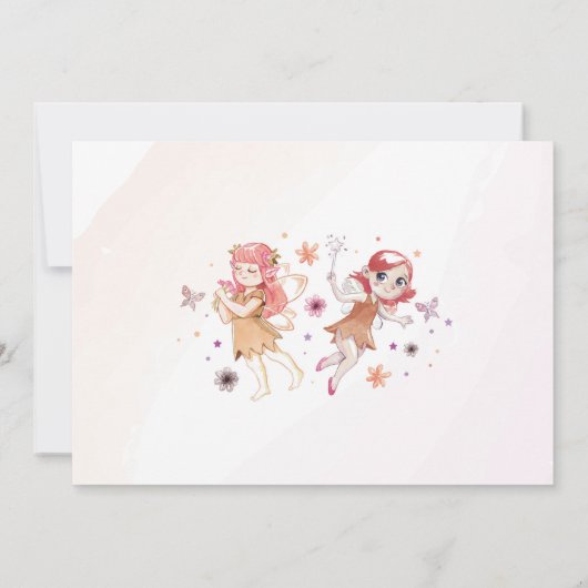 妖精の女の子の誕生日パーティーの妖精の写真 招待状 (裏面)