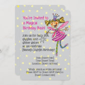 妖精の女の子の誕生日パーティーの招待 セーブザデート (正面/裏面)