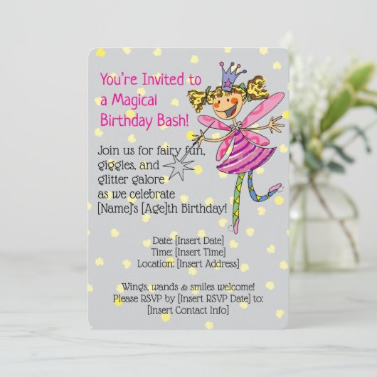 妖精の女の子の誕生日パーティーの招待 セーブザデート (スタンド正面)