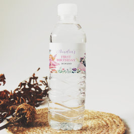 妖精の女の子の誕生日パーティーウォーターボトルラベル ペットボトルラベル