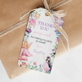 妖精の女の子の誕生日パーティーサンキューユユーラベル ギフトタグ