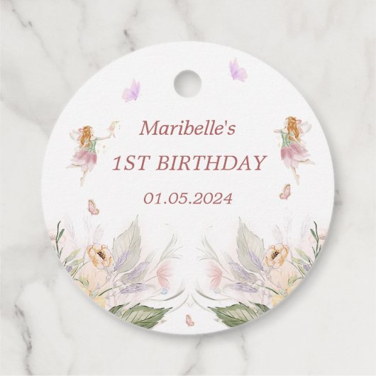 妖精の女の子の誕生日パーティー フェイバータグ (裏面)