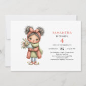 妖精の女の子の誕生日マジカルフラワーブラッシュ招待状 招待状 (正面)