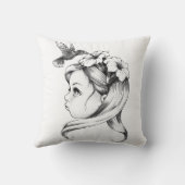 妖精の女の子の髪のペチュニア、ハチドリが飲む クッション (裏面)