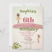 妖精の女の子は暗い髪の緑のかわいい誕生日を年齢 招待状 (正面)