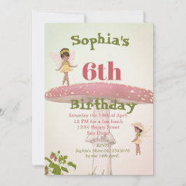 妖精の女の子は暗い髪の緑のかわいい誕生日を年齢 招待状