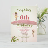 妖精の女の子は暗い髪の緑のかわいい誕生日を年齢 招待状 (スタンド正面)