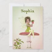 妖精の女の子は暗い髪の緑のかわいい誕生日を年齢 招待状 (裏面)