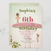 妖精の女の子は暗い髪の緑のかわいい誕生日を年齢 招待状 (正面/裏面)