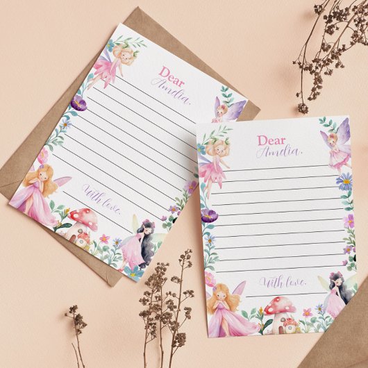 妖精の女の子タイムカプセルノートメッセージカード サンキューカード
